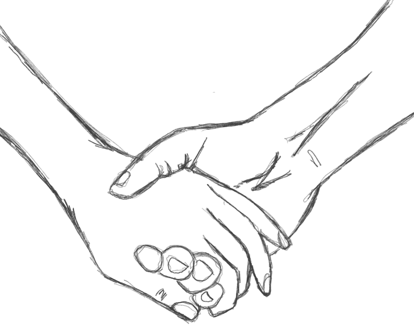 drawing of holding hands.